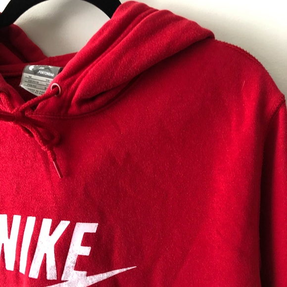 Nike Shirts | Nike Red Graphic Hooded Sweater Medium | Poshmark